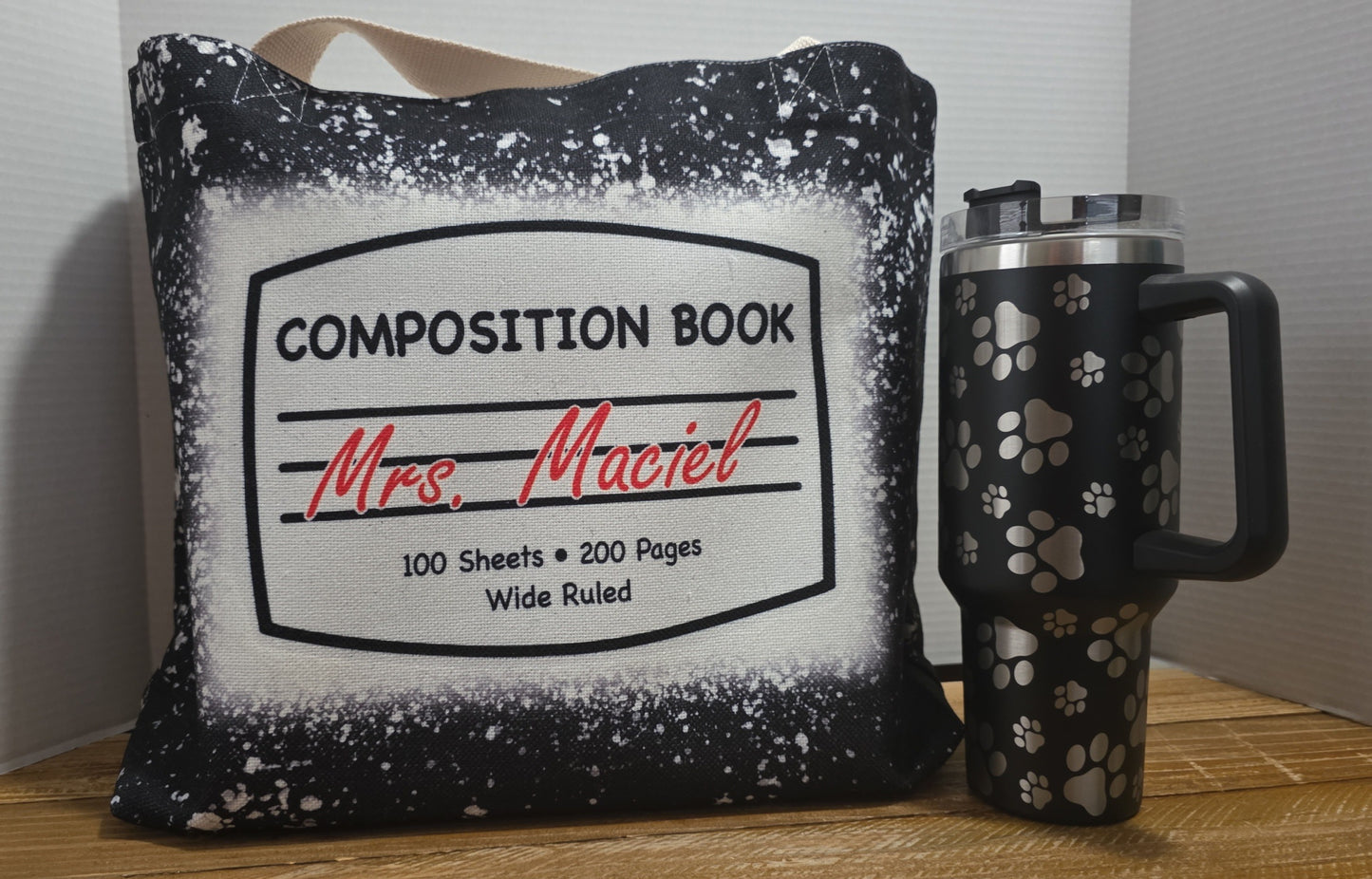 Composition book tote bag